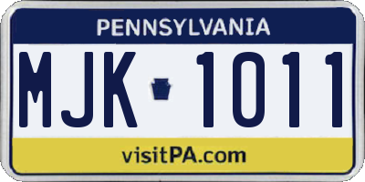 PA license plate MJK1011