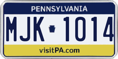 PA license plate MJK1014