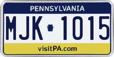 PA license plate MJK1015