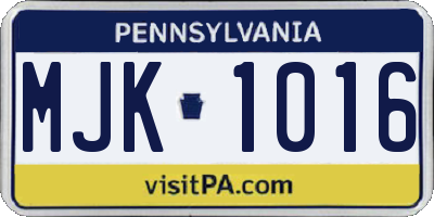 PA license plate MJK1016
