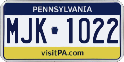 PA license plate MJK1022