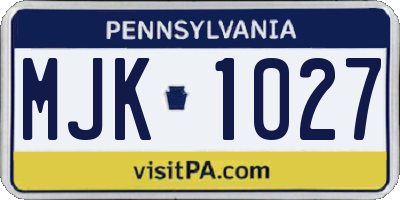 PA license plate MJK1027