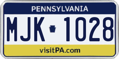 PA license plate MJK1028