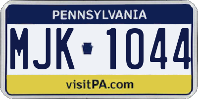 PA license plate MJK1044