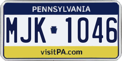 PA license plate MJK1046