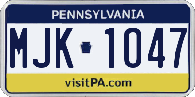 PA license plate MJK1047
