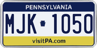PA license plate MJK1050