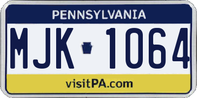 PA license plate MJK1064