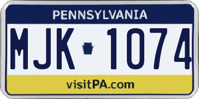 PA license plate MJK1074