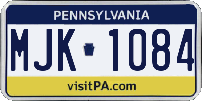 PA license plate MJK1084