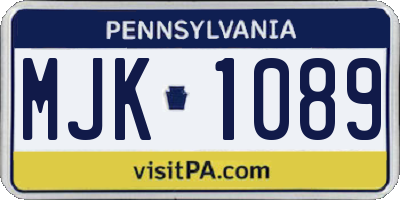 PA license plate MJK1089