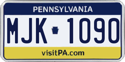 PA license plate MJK1090