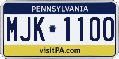 PA license plate MJK1100