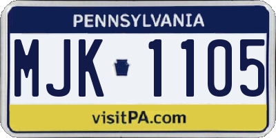 PA license plate MJK1105