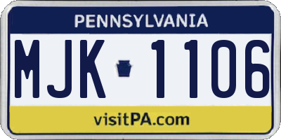 PA license plate MJK1106