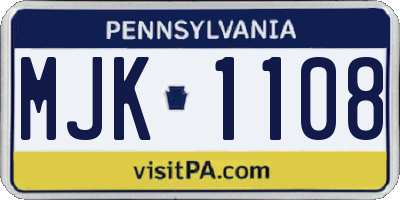 PA license plate MJK1108