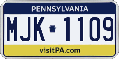 PA license plate MJK1109