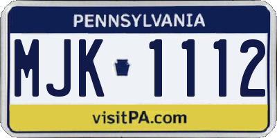 PA license plate MJK1112