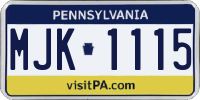 PA license plate MJK1115