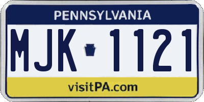 PA license plate MJK1121
