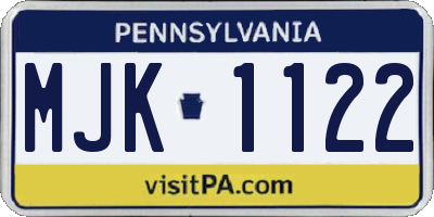PA license plate MJK1122