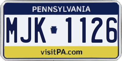 PA license plate MJK1126