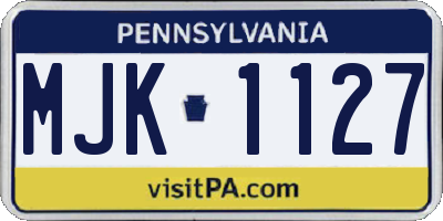 PA license plate MJK1127