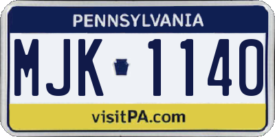 PA license plate MJK1140