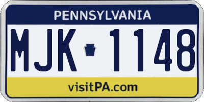 PA license plate MJK1148
