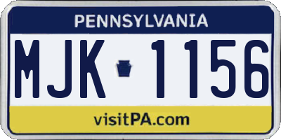 PA license plate MJK1156