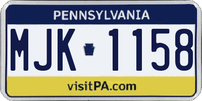 PA license plate MJK1158