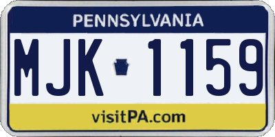 PA license plate MJK1159
