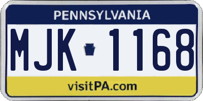 PA license plate MJK1168