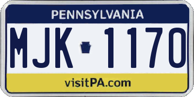 PA license plate MJK1170