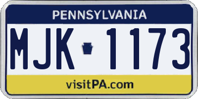 PA license plate MJK1173