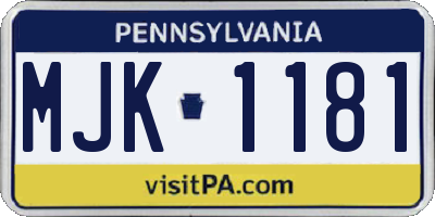 PA license plate MJK1181