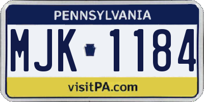 PA license plate MJK1184