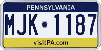 PA license plate MJK1187