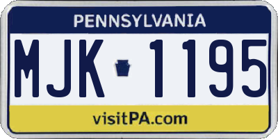 PA license plate MJK1195