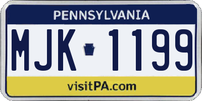 PA license plate MJK1199