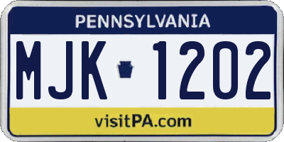 PA license plate MJK1202