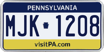 PA license plate MJK1208