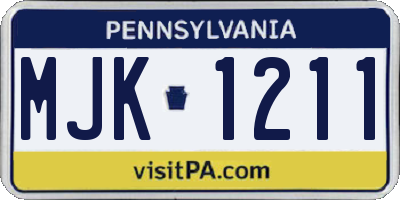 PA license plate MJK1211