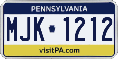 PA license plate MJK1212
