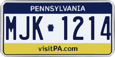 PA license plate MJK1214