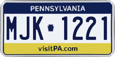 PA license plate MJK1221