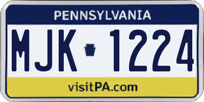 PA license plate MJK1224