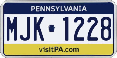 PA license plate MJK1228