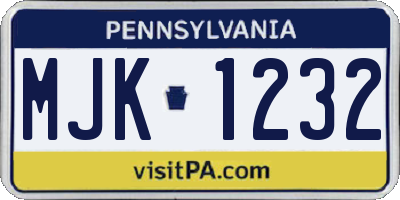 PA license plate MJK1232