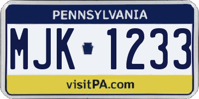 PA license plate MJK1233
